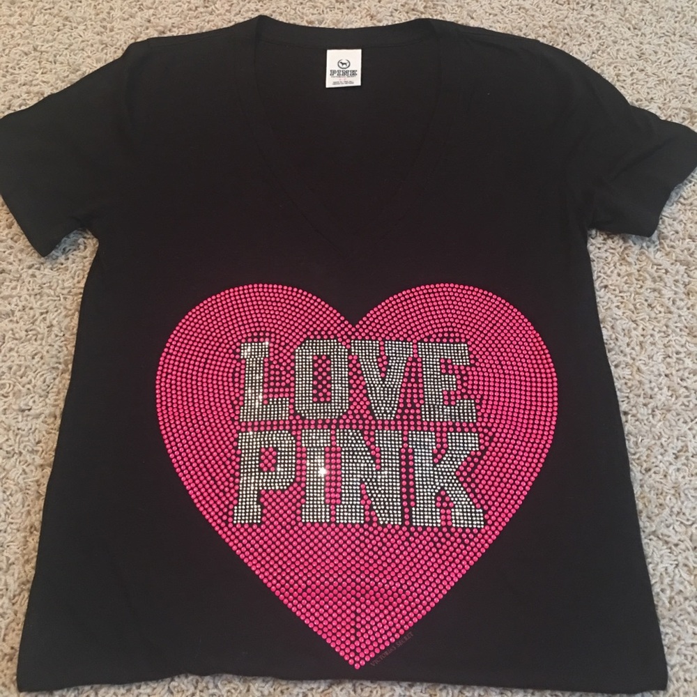 Victoria's Secret PINK Black V-neck Tee